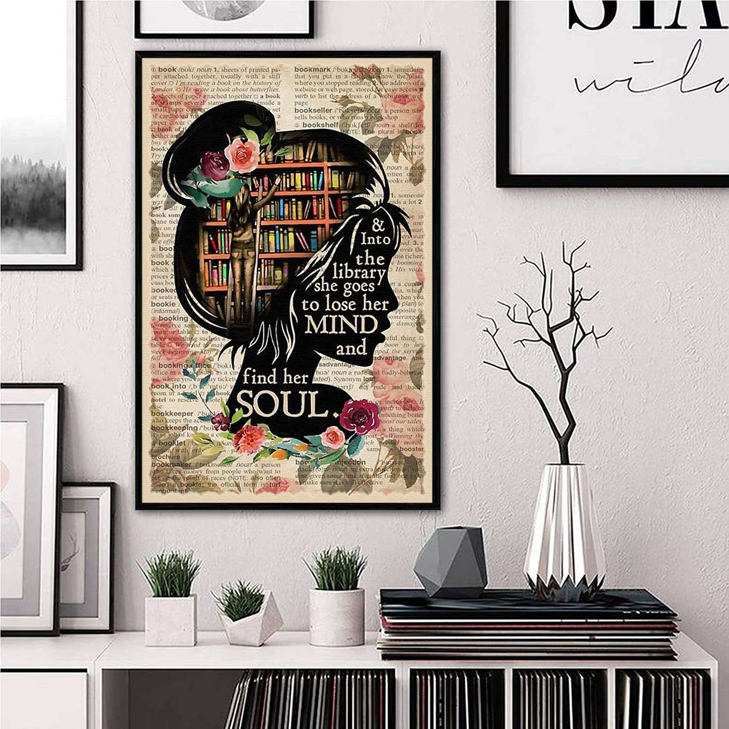 Amazon.com: TRITXIY Books Into The Library Vertical Poster, Girl